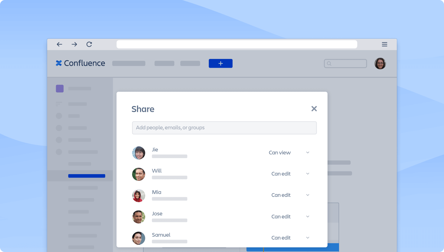 illustrated version of confluence share feature